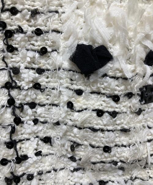 CHANEL（シャネル）CHANEL (シャネル) シルク混ツイード ノーカラージャケット ホワイト サイズ:38の古着・服飾アイテム