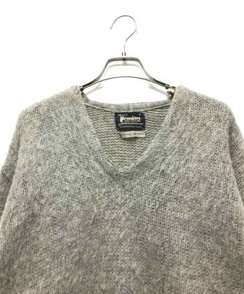 Sears（シアーズ）Sears (シアーズ) Ｖネックモヘア×ウールニット　70’s グレー サイズ:Mの古着・服飾アイテム