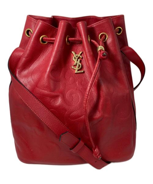 Yves Saint Laurent（イヴサンローラン）Yves Saint Laurent (イヴサンローラン) 巾着レザーショルダーバッグ レッドの古着・服飾アイテム