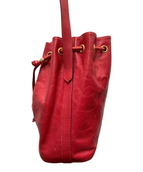 Yves Saint Laurent（イヴサンローラン）Yves Saint Laurent (イヴサンローラン) 巾着レザーショルダーバッグ レッドの古着・服飾アイテム