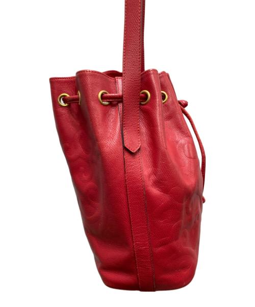 Yves Saint Laurent（イヴサンローラン）Yves Saint Laurent (イヴサンローラン) 巾着レザーショルダーバッグ レッドの古着・服飾アイテム