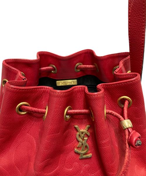 Yves Saint Laurent（イヴサンローラン）Yves Saint Laurent (イヴサンローラン) 巾着レザーショルダーバッグ レッドの古着・服飾アイテム