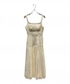 Estella.Kエステラケー）の古着「Viella Dress シャインプリーツギャザリングドレス 126151453」｜ベージュ