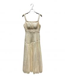 Estella.K（エステラケー）の古着「Viella Dress シャインプリーツギャザリングドレス 126151453」｜ベージュ