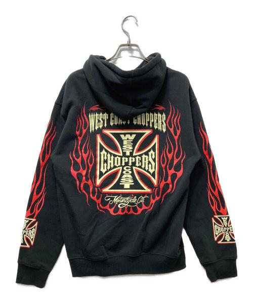 WEST COAST  CHOPPERS（ウエストコーストチョッパーズ）WEST COAST  CHOPPERS (ウエストコーストチョッパーズ) ファイヤーパターン スウェットフーディ ブラック サイズ:Sの古着・服飾アイテム