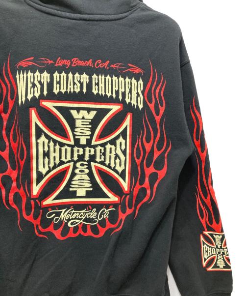 WEST COAST  CHOPPERS（ウエストコーストチョッパーズ）WEST COAST  CHOPPERS (ウエストコーストチョッパーズ) ファイヤーパターン スウェットフーディ ブラック サイズ:Sの古着・服飾アイテム