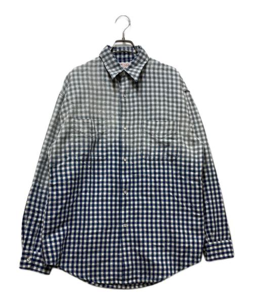 masu（エムエーエスユー）MASU (エムエーエスユー) FADED SPARKLING PLAID SHIRT　 26SS  ブルー サイズ:46の古着・服飾アイテム