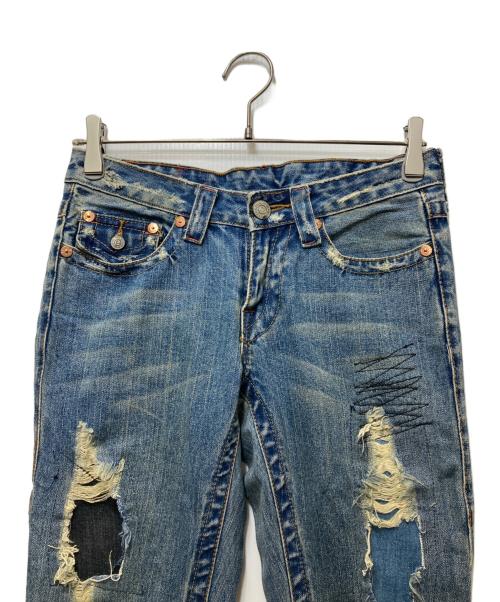 TRUE RELIGION（トゥルー レリジョン）TRUE RELIGION (トゥルー レリジョン) パッチワークフレアデニムパンツ  Y2K USA製 インディゴ サイズ:26の古着・服飾アイテム