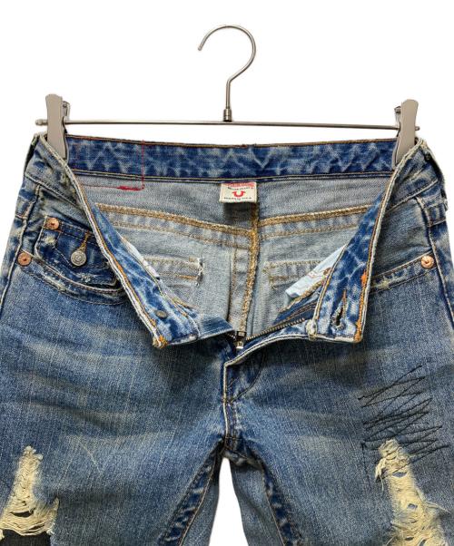 TRUE RELIGION（トゥルー レリジョン）TRUE RELIGION (トゥルー レリジョン) パッチワークフレアデニムパンツ  Y2K USA製 インディゴ サイズ:26の古着・服飾アイテム