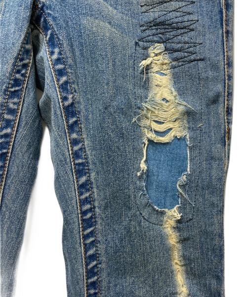 TRUE RELIGION（トゥルー レリジョン）TRUE RELIGION (トゥルー レリジョン) パッチワークフレアデニムパンツ  Y2K USA製 インディゴ サイズ:26の古着・服飾アイテム