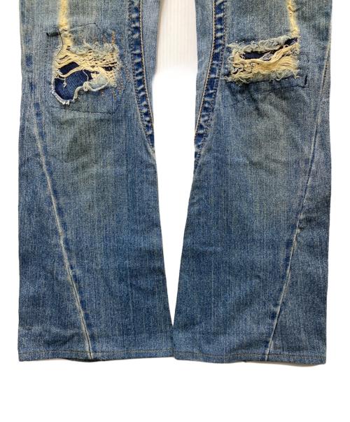 TRUE RELIGION（トゥルー レリジョン）TRUE RELIGION (トゥルー レリジョン) パッチワークフレアデニムパンツ  Y2K USA製 インディゴ サイズ:26の古着・服飾アイテム
