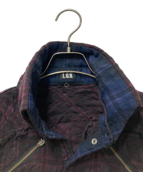 L.G.B（ルグランブルー）L.G.B (ルグランブルー) SHIRT-G チェックシャツ　Y2K　ユニセックス着用可 パープルの古着・服飾アイテム