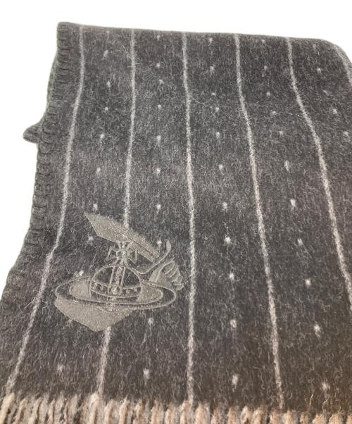 Vivienne Westwood ANGLOMANIA（ヴィヴィアンウエストウッドアングロマニア）VIVIENNE WESTWOOD ANGLOMANIA (ヴィヴィアンウエストウッドアングロマニア) ウール混 オーブ刺繍マフラー グレーの古着・服飾アイテム