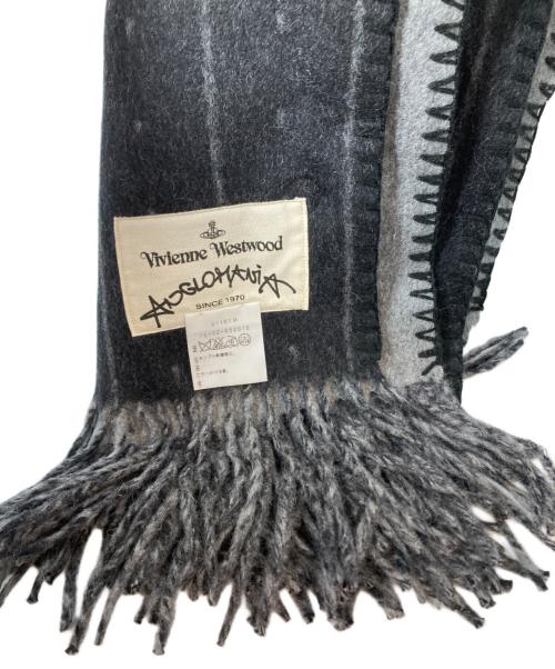 Vivienne Westwood ANGLOMANIA（ヴィヴィアンウエストウッドアングロマニア）VIVIENNE WESTWOOD ANGLOMANIA (ヴィヴィアンウエストウッドアングロマニア) ウール混 オーブ刺繍マフラー グレーの古着・服飾アイテム
