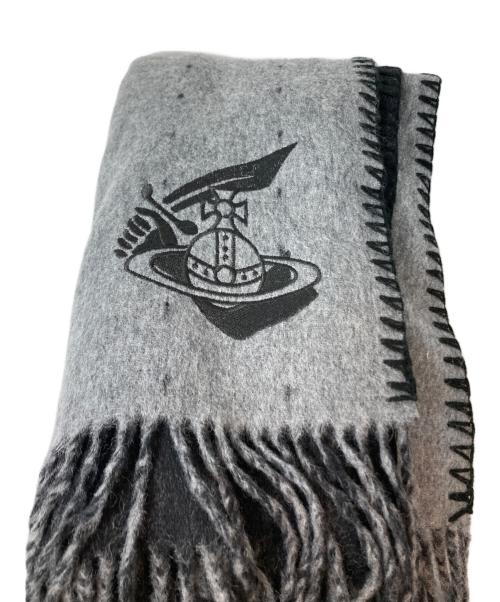 Vivienne Westwood ANGLOMANIA（ヴィヴィアンウエストウッドアングロマニア）VIVIENNE WESTWOOD ANGLOMANIA (ヴィヴィアンウエストウッドアングロマニア) ウール混 オーブ刺繍マフラー グレーの古着・服飾アイテム