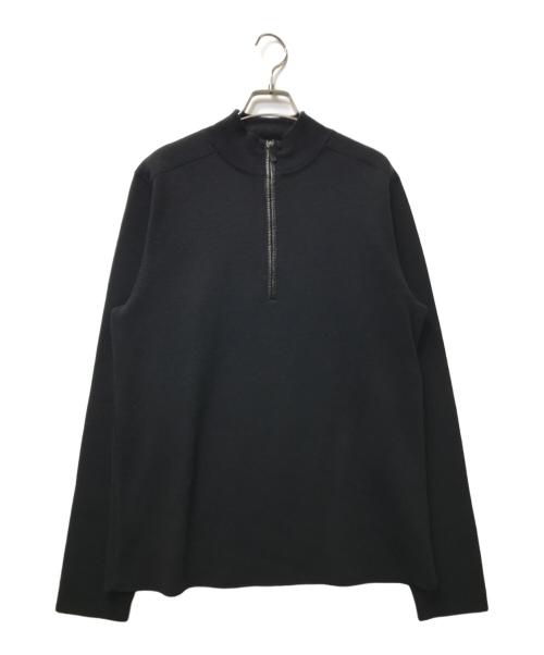 theory（セオリー）theory (セオリー) エルボーパッチウールハーフジップニット　02-9903037 ブラック サイズ:42の古着・服飾アイテム
