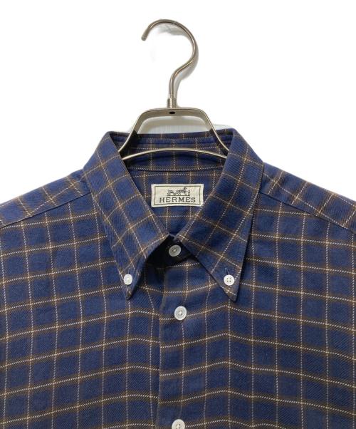 HERMES（エルメス）HERMES (エルメス) コットン フランネルシャツ ネイビー サイズ:40-15 1/2の古着・服飾アイテム