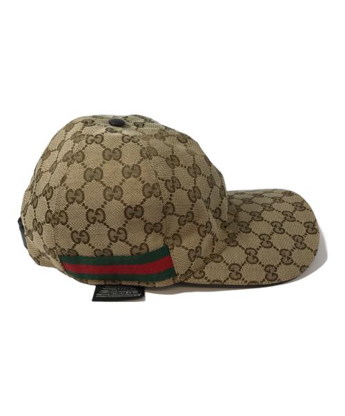 GUCCI（グッチ）GUCCI (グッチ) GGキャンバス シェリーライン ベースボールキャップ　08.338.986/0001-16 ベージュの古着・服飾アイテム