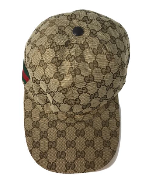 GUCCI（グッチ）GUCCI (グッチ) GGキャンバス シェリーライン ベースボールキャップ　08.338.986/0001-16 ベージュの古着・服飾アイテム