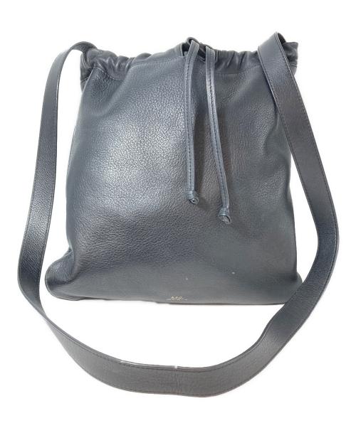 A.P.C.（アーペーセー）A.P.C. (アーペーセー) Sac Havane  / レザー巾着ショルダーバッグ ブラックの古着・服飾アイテム