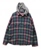 SUPREMEシュプリーム）の古着「Waffle Plaid Hooded Shirt(ワッフルプレイドフーデッドシャツ)　24FW」｜グリーン