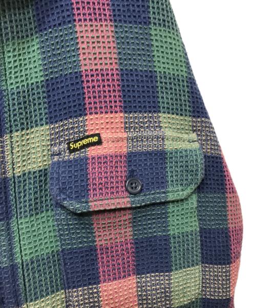 SUPREME（シュプリーム）Supreme (シュプリーム) Waffle Plaid Hooded Shirt(ワッフルプレイドフーデッドシャツ)　24FW グリーン サイズ:Mの古着・服飾アイテム