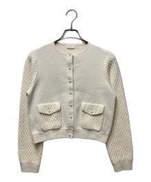 BALLSEY（ボールジィ）の古着「パールキルティングコンビクルーネックカーディガン 11-02-31-02702」｜ベージュ