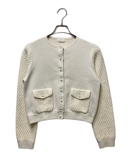 BALLSEY（ボールジィ）BALLSEY (ボールジィ) パールキルティングコンビクルーネックカーディガン 11-02-31-02702 ベージュ サイズ:Sの古着・服飾アイテム