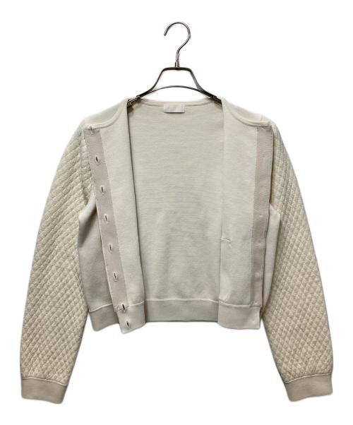 BALLSEY（ボールジィ）BALLSEY (ボールジィ) パールキルティングコンビクルーネックカーディガン 11-02-31-02702 ベージュ サイズ:Sの古着・服飾アイテム