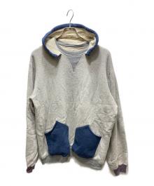 A.PRESSE（アプレッセ）の古着「Vintage Attached Hood Sweat Parka/ヴィンテージアタッチトフッドスウェットパーカ」｜グレー×ネイビー / OATMEAL
