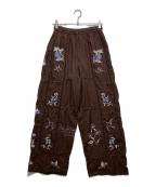 TODAYFULトゥデイフル）の古着「Embroidery Patchwork Trousers（エンブロイダリーパッチワークトラウザーズ）12610719」｜ブラウン