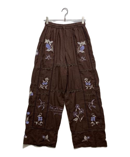 TODAYFUL（トゥデイフル）TODAYFUL (トゥデイフル) Embroidery Patchwork Trousers（エンブロイダリーパッチワークトラウザーズ）12610719 ブラウン サイズ:38の古着・服飾アイテム