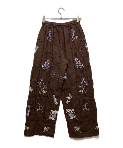 TODAYFUL（トゥデイフル）TODAYFUL (トゥデイフル) Embroidery Patchwork Trousers（エンブロイダリーパッチワークトラウザーズ）12610719 ブラウン サイズ:38の古着・服飾アイテム