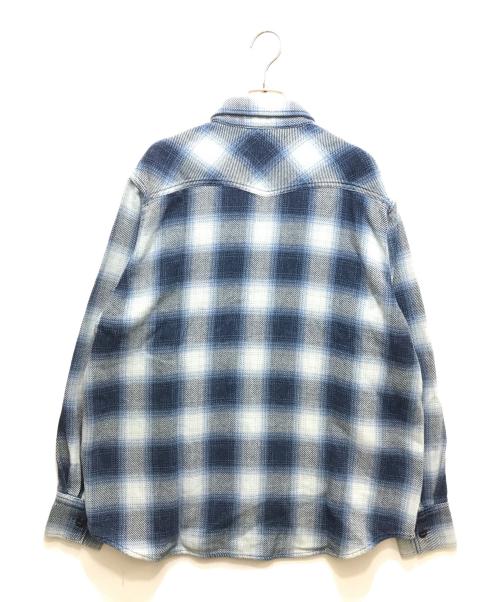 REMI RELIEF（レミレリーフ）REMI RELIEF BEAMS PLUS (ビームスプラス) 別注 Indigo Flannel Check Shirt（インディゴフランネルチェックシャツ）38111953671 / オンブレチェックシャツ ブルー サイズ:Mの古着・服飾アイテム