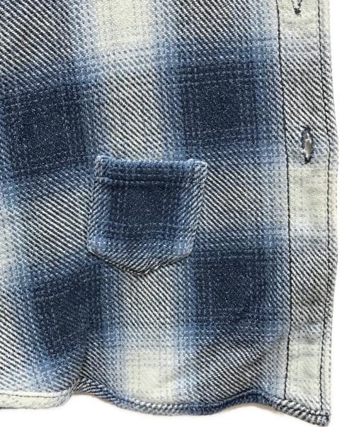 REMI RELIEF（レミレリーフ）REMI RELIEF BEAMS PLUS (ビームスプラス) 別注 Indigo Flannel Check Shirt（インディゴフランネルチェックシャツ）38111953671 / オンブレチェックシャツ ブルー サイズ:Mの古着・服飾アイテム