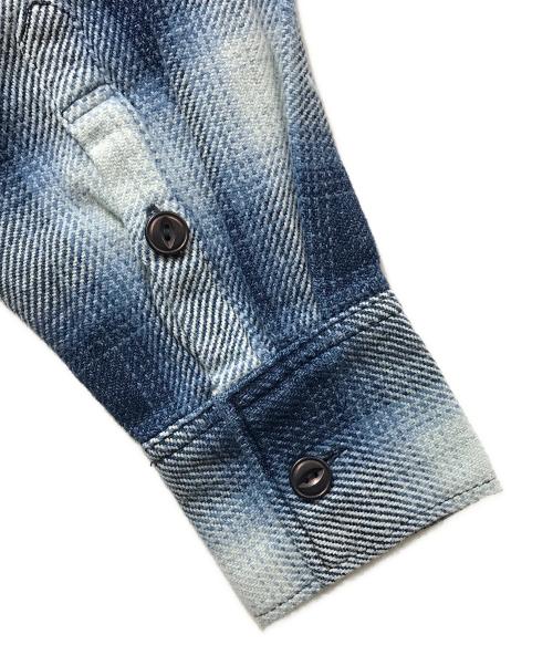 REMI RELIEF（レミレリーフ）REMI RELIEF BEAMS PLUS (ビームスプラス) 別注 Indigo Flannel Check Shirt（インディゴフランネルチェックシャツ）38111953671 / オンブレチェックシャツ ブルー サイズ:Mの古着・服飾アイテム