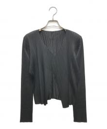 PLEATS PLEASE（プリーツプリーズ）の古着「BASICKS CARDIGAN（ベーシックカーディガン）PP05JO106」｜ブラック