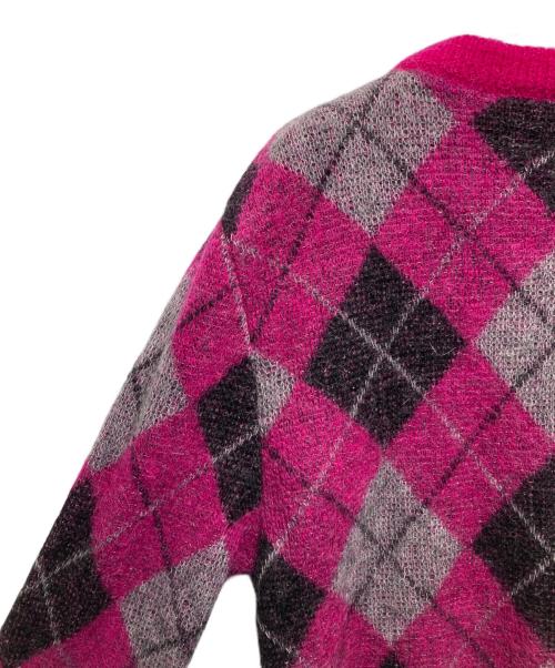 Saint Laurent Paris（サンローランパリ）Saint Laurent Paris (サンローランパリ) 14AW モヘア アーガイルクルーネックニット / 357060 / エディ・スリマン期 ショッキングピンク サイズ:XSの古着・服飾アイテム