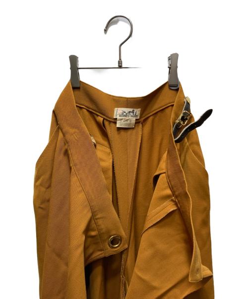 HERMES（エルメス）HERMES (エルメス) パンツレイヤードラップスカート　セリエボタン　 ブラウン サイズ:40の古着・服飾アイテム