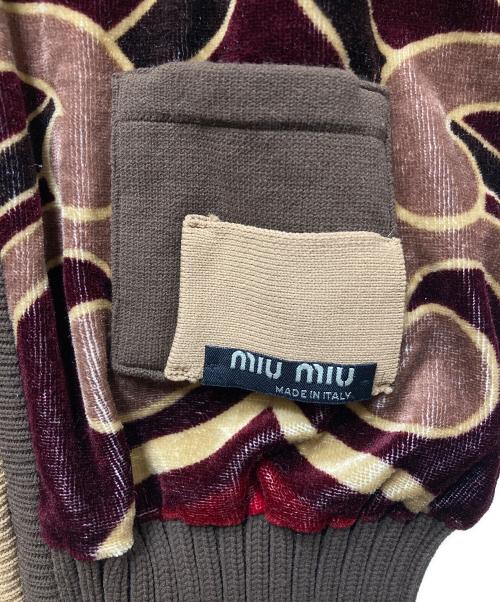 MIU MIU（ミュウミュウ）MIU MIU (ミュウミュウ) 総柄ベロアジャケット  archive Y2K 05SS レッド サイズ:Lの古着・服飾アイテム