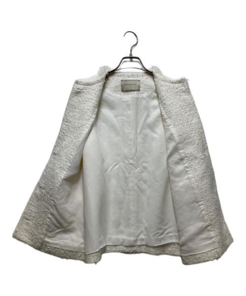 UNITED ARROWS（ユナイテッドアローズ）UNITED ARROWS (ユナイテッドアローズ) ファンシーツイード ノーカラー ジャケット　1522-144-2906　38 ホワイト サイズ:38の古着・服飾アイテム