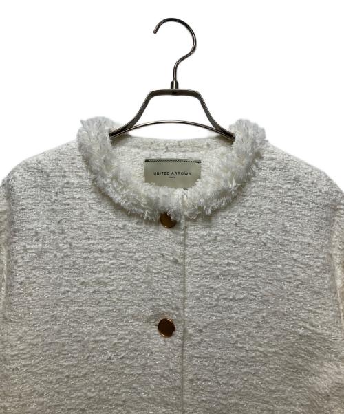 UNITED ARROWS（ユナイテッドアローズ）UNITED ARROWS (ユナイテッドアローズ) ファンシーツイード ノーカラー ジャケット　1522-144-2906　38 ホワイト サイズ:38の古着・服飾アイテム