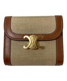 CELINE（セリーヌ）の古着「トリオンフ コンパクトウォレット 10D782CLD.04」｜ベージュ