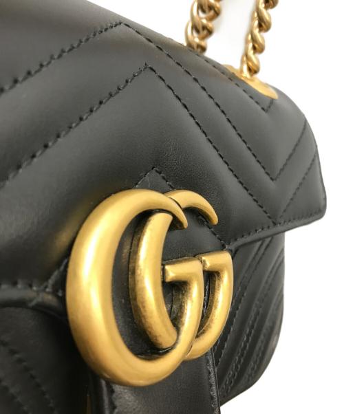 GUCCI（グッチ）GUCCI (グッチ) GGマーモント チェーンショルダーバッグ ブラックの古着・服飾アイテム