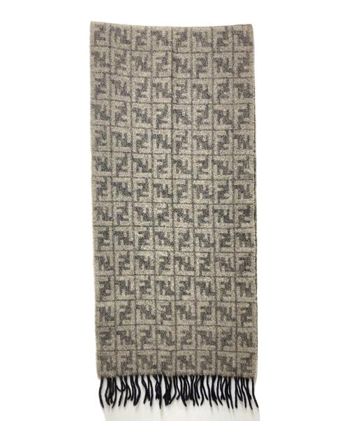 FENDI（フェンディ）FENDI (フェンディ) ズッカ柄フリンジマフラー ベージュの古着・服飾アイテム