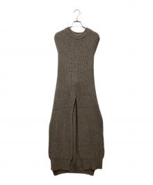 HYKE（ハイク）の古着「RIBED WOOL SLEEVELESS SWEATER DRESS （リブドウールスリーブレススウェッタードレス）202-11203」｜ベージュ