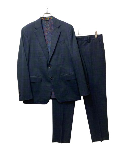 ETRO（エトロ）ETRO (エトロ) 裏地ペイズリー柄ウールチェックセットアップ　202-1A908-0069　 ネイビー サイズ:50の古着・服飾アイテム