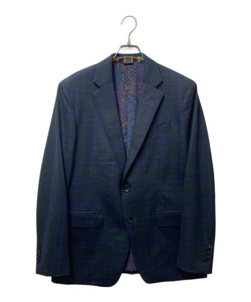 ETRO（エトロ）ETRO (エトロ) 裏地ペイズリー柄ウールチェックセットアップ　202-1A908-0069　 ネイビー サイズ:50の古着・服飾アイテム