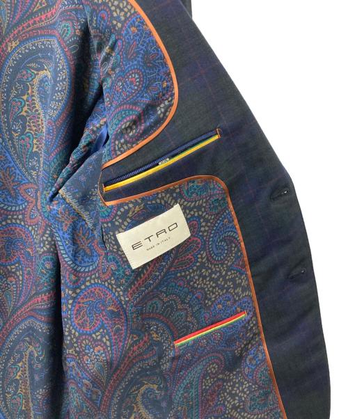 ETRO（エトロ）ETRO (エトロ) 裏地ペイズリー柄ウールチェックセットアップ　202-1A908-0069　 ネイビー サイズ:50の古着・服飾アイテム
