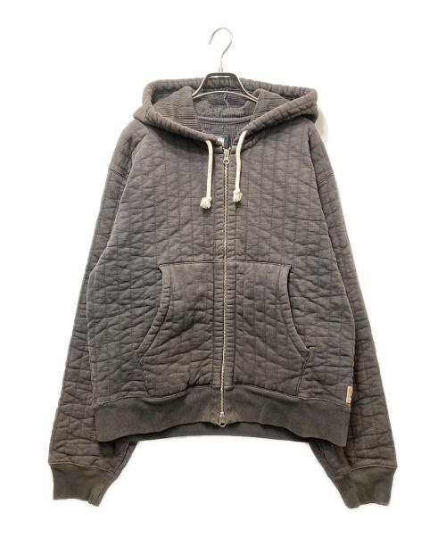 stussy（ステューシー）stussy (ステューシー) VERTICAL QUILTED ZIP HOODIE(バーティカル・キルテッドジップフーディー)　 ブラック サイズ:Lの古着・服飾アイテム